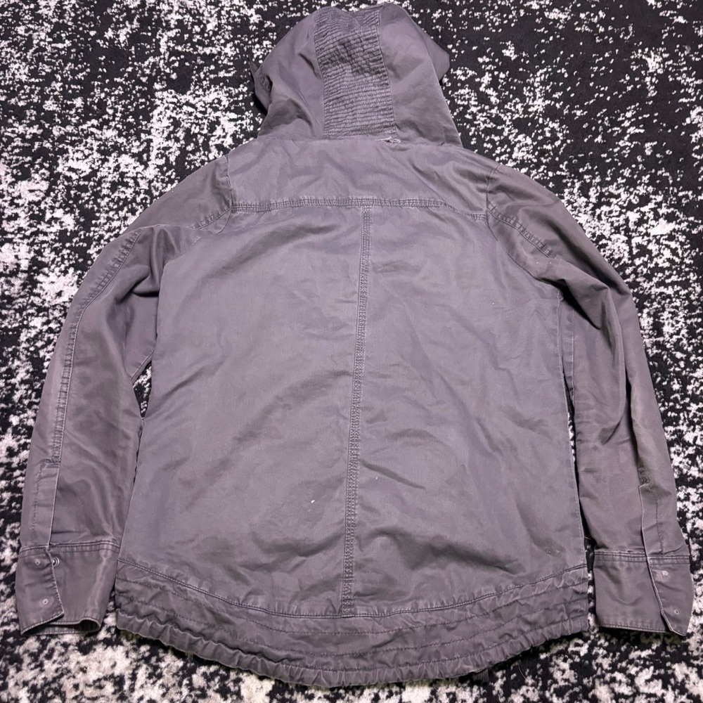 Joujou Womens Grey Utility Jacket Plaid Lined Hooded Y2K Grunge Cargo Coat Small - Picture 2 of 6